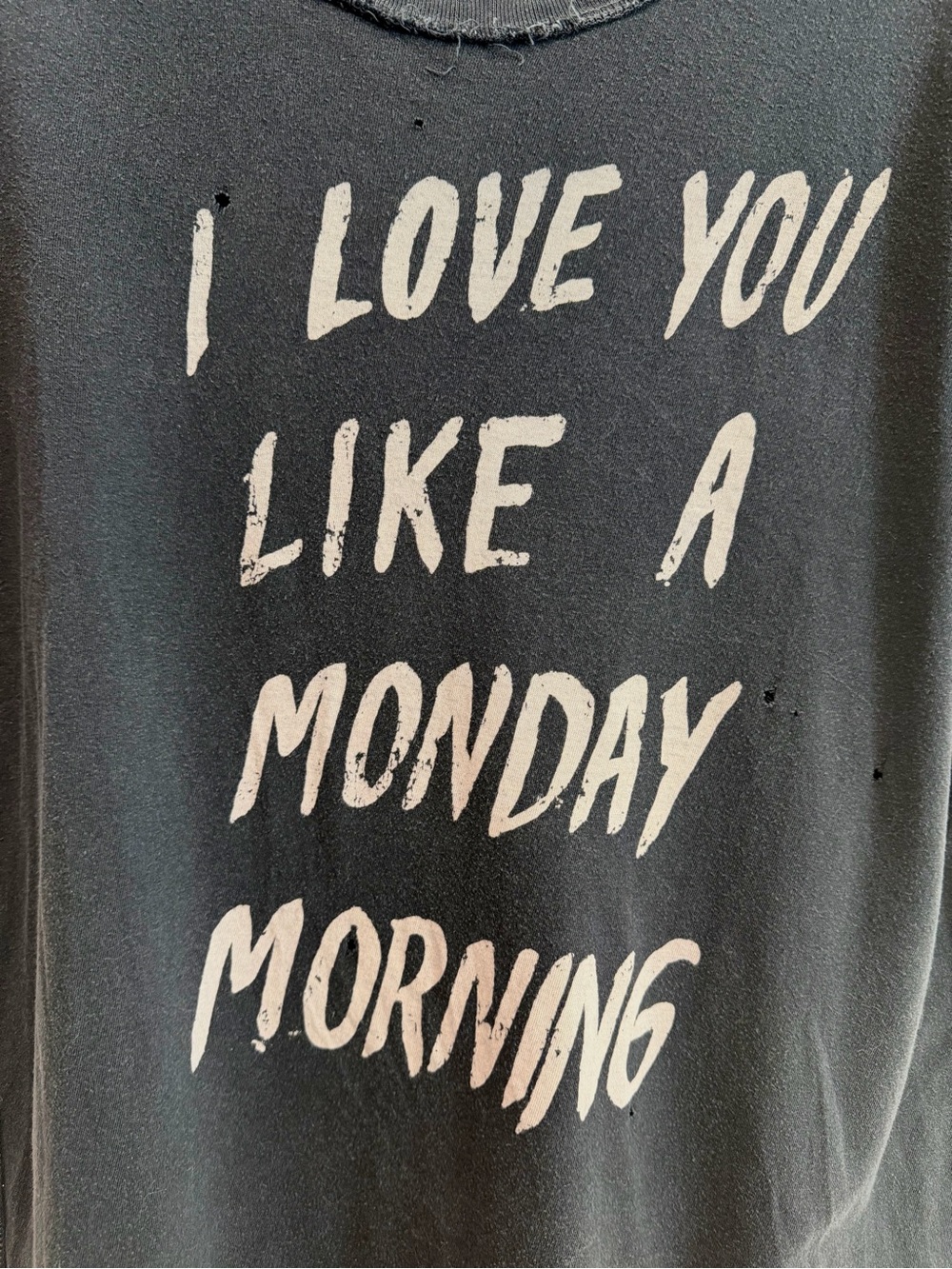 RARE VINTAGE UNIF “Love You Like A Monday” Distressed Black Graphic Tee, size xs - Picture 5 of 14